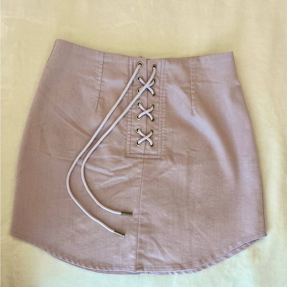 Lace-Up Light Purple Skirt